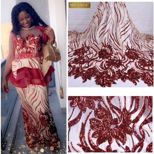2019Hot Selling Sequins French Tulle Lace Fabric High Quality Sequins African Nigerian Mesh Lace Fabric For Wedding Sewing A1737