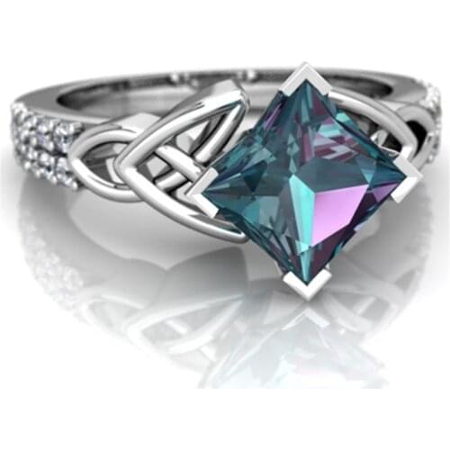 Fashion Trendy Creative Rainbow Cubic Zirconia Women Rings Luxury Brand Promise Ring Jewelry Wholesale