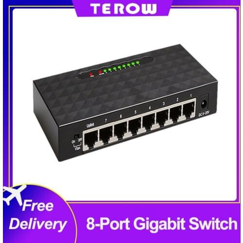 8 port Gigabit Network Switch Ethernet Smart Desktop Switch 10/100/1000Mbps Fast Vlan Gigabit Ethernet Network Switch Lan Hub