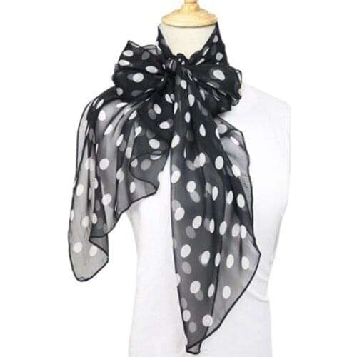 Summer Thin Sunscreen Polka Dot Long Oversized Chiffon Scarf Shawl Female Multifunction Soft Beach Towel Hijab Snood Kerchief M5