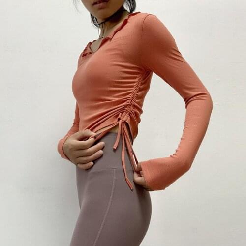 Summer womens t-shirt retro stretch slim long-sleeved quick-drying breathable tops for outdoor running fitness yoga clothes swe