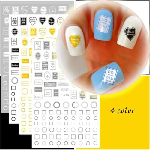 Newest F545 lable design nail sticker art 3d Japan style nail decals template DIY nail decoration accessory
