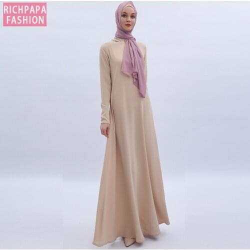 Solid Color Abaya Dubai Muslim Dress Kaftan Abayas For Women Caftan Arabic Hijab Turkish Dresses Islamic Clothing Jilbab Femme