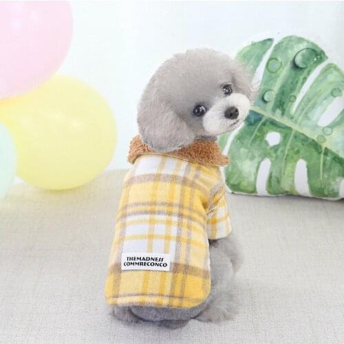 Wholesale Autumn Winter Dog Clothes For Small Dogs Boy Girl Teddy Fleece Keep Warm Plaid Jacket Coat Puppy Outfit Pet Clothing