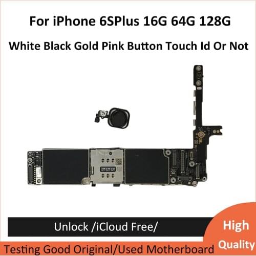 Original Free iCloud Unlocked for iPhone 6S Plus motherboard with Touch ID Mainboard White Black Gold 16GB 64GB 128GB