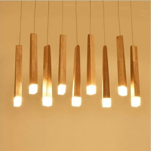 Wood Stick Pendant Lamp Light, Kitchen Island Living Room Shop Decoration Modern Bedside Natural Wood Pipe Pendant Lights