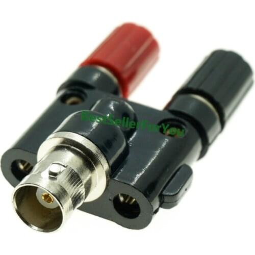Connector BNC Female To Two Dual 2X 4mm Banana Binding Post Jack Connector Adapter