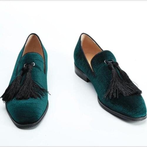 Sapato masculino red blue velvet slippers tassel men dress shoes leather luxury brand office prom formal oxford shoes for men