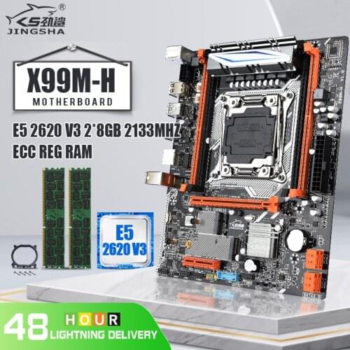 JINGSHA X99 M-H Motherboard Set with Xeon E5 2620V3 CPU LGA2011-V3 V4 and DDR4 2*8GB=16GB RAM Wifi Slot 4*USB3.0 Port