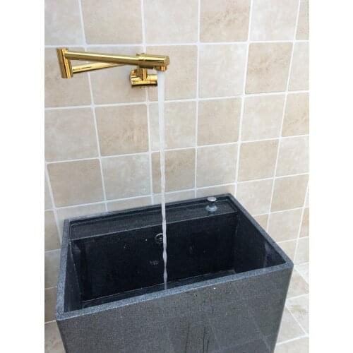 Modern Solid Brass GOLD Color Foldable tap,wall mount Single Cold Tap Extended Wall Mounted Pot Filler Faucet