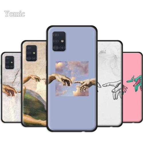 The Creation of Adam Case for Samsung Galaxy A51 A71 A50 A21s S20 FE S21 Ultra A31 A10 A20e A41 A70 M31 Black TPU Phone Cover