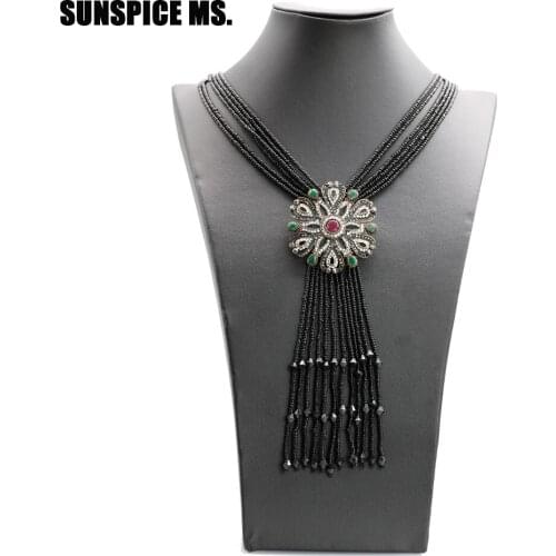 SUNSPICE MS Bohemia Ethnic African Beads Necklace Sets Antique Gold Color Long Tassels Sweater Chain Turkish Pendant Jewelry New