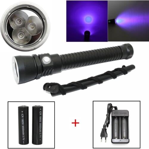 UV flashlight for Scorpion 3x UV LED Light 395nm Ultraviolet Lamp 18650 Lanterna Underwater Torch With Power Indicator