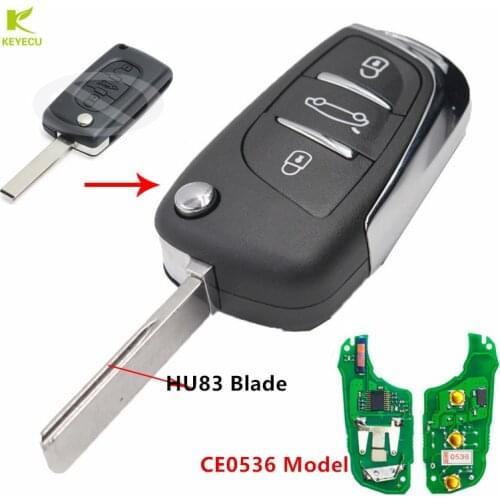 KEYECU Replacement Modified Flip Remote Key 433MHZ ID46 Chip for Peugeot 207 407 406 307 308 SW 408 107 CE0536 Model Before 2011