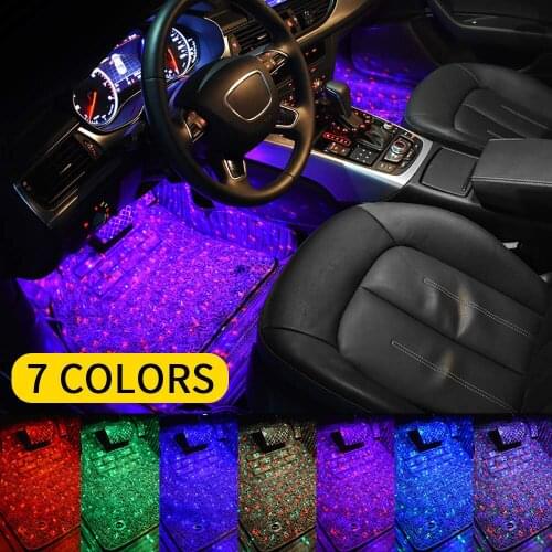 1 Set LED 7 Colors Car USB Atmosphere Light RGB Colorful Music Sound Remote Control Interior Strip Lamp