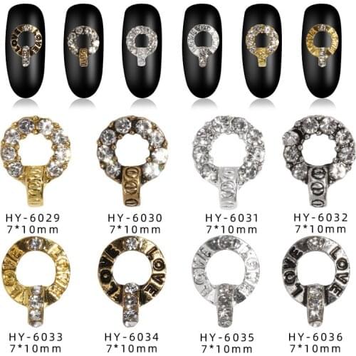 10pcs/lot, 3d Nail Art Angle Rings Alloy With Crystal Rhinestones Nail Tips Decorations