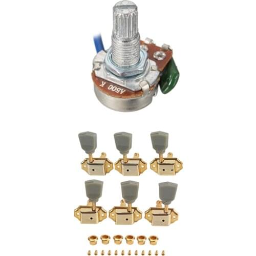 3R3L Electric Guitar Tuning Peg Gold Color Guitar Machine Head Tuning & Guitar Pickups Wiring Harness Kit 2T2V 500K Pots
