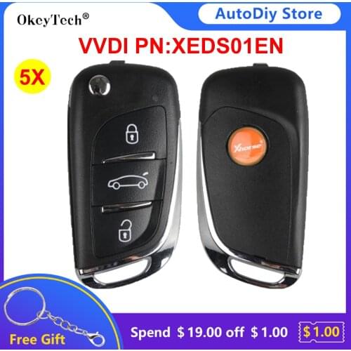 5PCS Xhorse VVDI Super Remote Key XEDS01EN DS Style Work With All VVDI Key Tool English With Built-in Chip 3 Button Wireless Key
