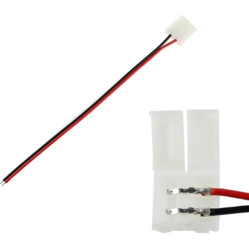 50pcs 10mm 2 pin free solder LED Connector Cable wire PCB Connector Adapter For 5050 5630 7020 Single Color led Strip 2 Pins