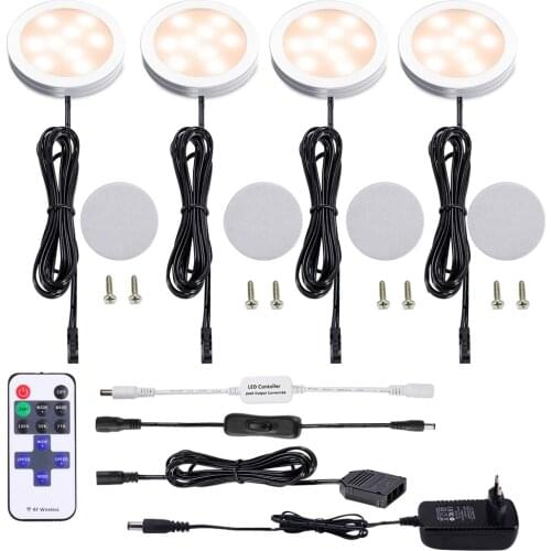 AIBOO Under shelf Cabinet LED Light dimmable Puck Lights Wireless Spotlights LED Kitchen counter Lighting fixture daylight
