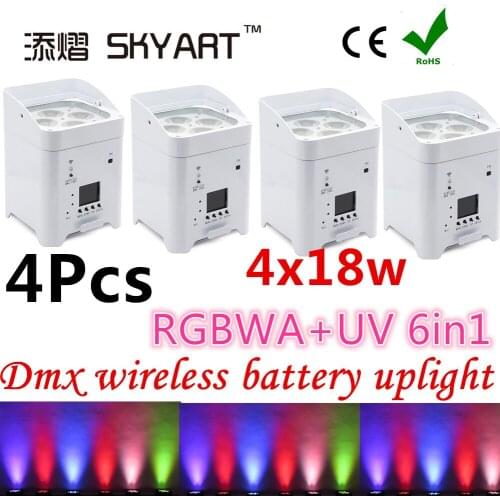 Wireless Battery Powered Wash 4pcs 18w rgbwa uv 6in1 Led Par Uplight