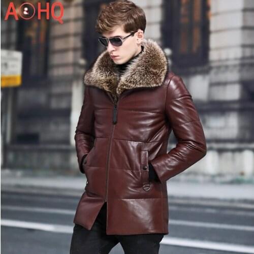 Genuine Sheepskin Leather Jacket Men Clothing 90% Down Jackets Mens Real Fox Fur Collar Coat Winter Clothes Ropa LXR805