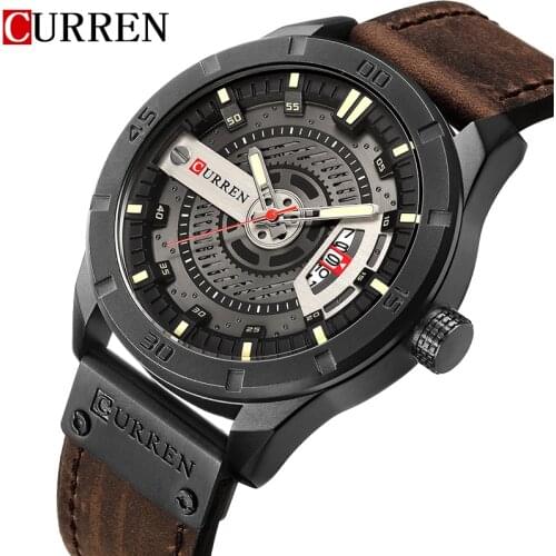 Top Luxury Brand CURREN Fashion Casual Watches Men Quartz Date Clock Male Leather Strap Sports Watch Mens Military Wrist Watch