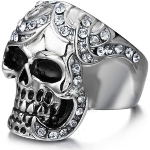 Hip hop Skull Ring mens party King mens ring rock punk horror ghost alloy metal Halloween gift size 7-14