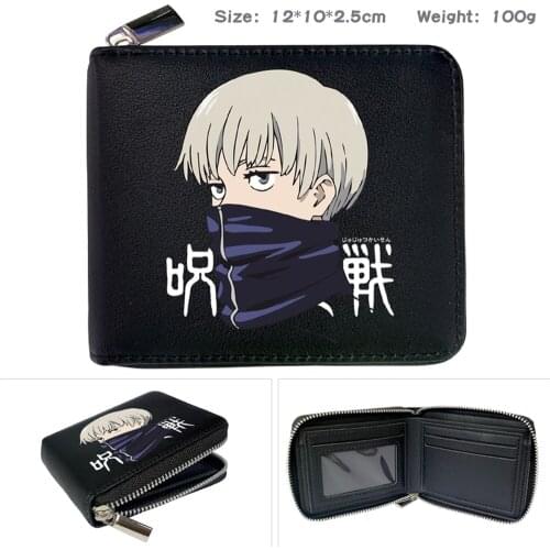 Anime Jujutsu Kaisen PU Cartoon Wallet Zipper Card Photo Holder Print Note Compartment Coin Pocket Short Boys Girls Purses