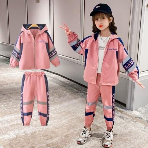 Girls Suits Coat + Pants 2pcs Kids Cotton 2021 Cute Spring Autumn High Quality Formal Sport Teenagers Children Sets Outfits