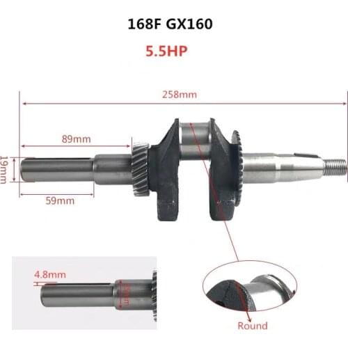 19mm Dia Flat key crankshaft for 168F 170F GX160 GX200 5.5HP OR 6.5HP ENGINES WATER PUMP MOTOR CRANK SHAFT