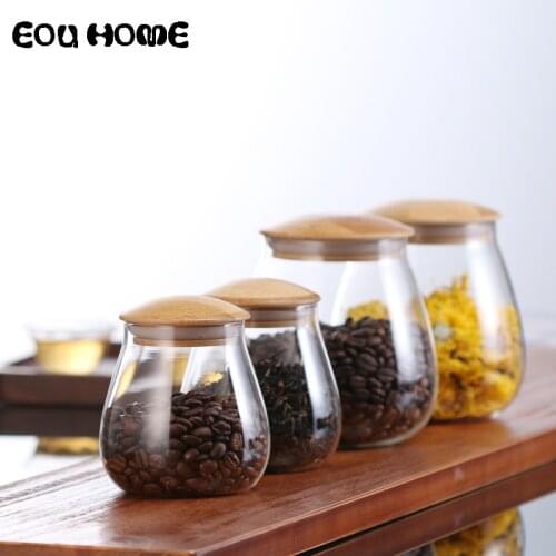 Kitchen Mushroom Shape Glass Storage Bottles Jars Miscellaneous Grains Sealed Cans Food Storage Jars Tea Leaf Coffee Beans Jars