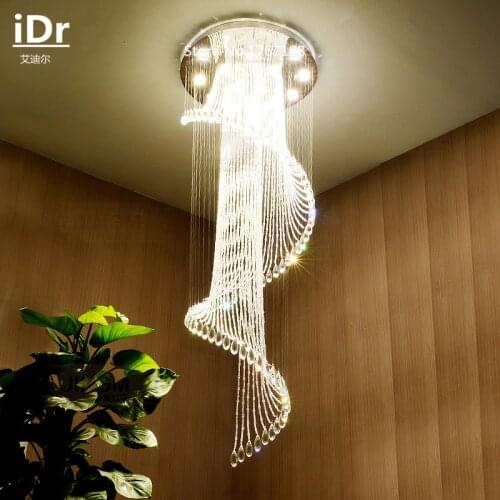 Stairs spiral staircase lamp modern minimalist duplex villas long the Houselarge living room crystal Ceiling lamps iDr-0040