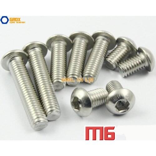 M6 304 Stainless Steel Hex Socket Pan Head Button Head Allen Bolt Screw