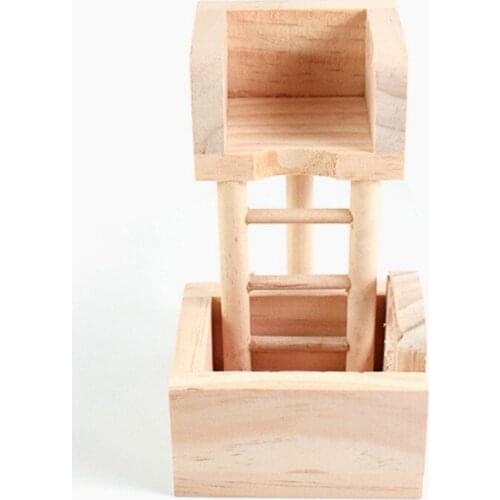 Cute Toys Natural Wooden Climbing Observatory Toys Rabbit Gerbils Guinea Pigs Hamster Chew Toys Small Animal Pet Molar Tool
