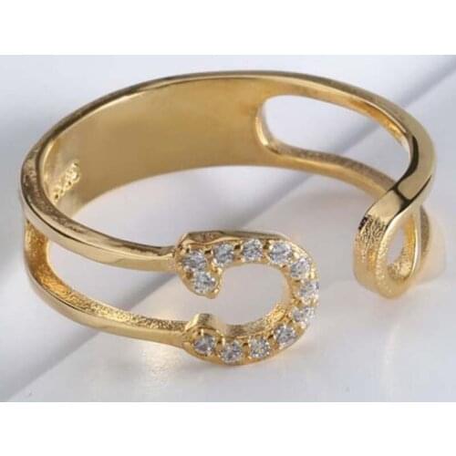 Minimalist Geometric Double Line Adjustable Smooth Ring Fashion High Rhinestone Crystal Jewelry Glamour Female Bijoux Viking