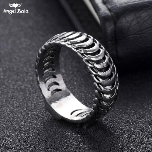 Ancient Silver color Tire Pattern Mens Buddha Chain Link Finger Ring Jewelry To Women Gifts Punk Biker Wide Chain Buddha Ring