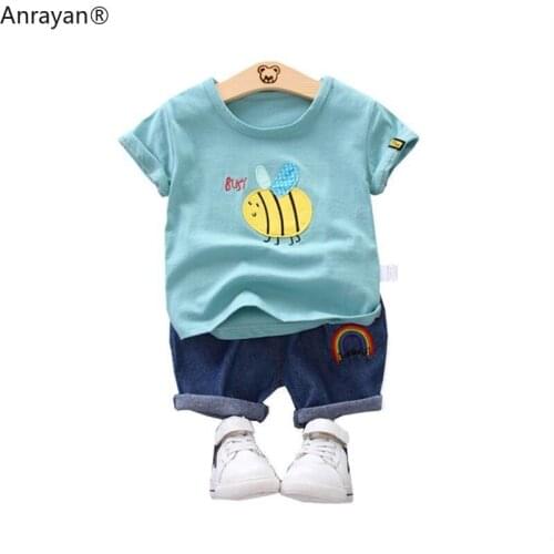 2020 New Summer Newborn Baby Boys Girl Clothing Kids Cotton Short Sleeve 2pcs/Set Cartoon Fashion Infant Sport Clothes Tracksuit