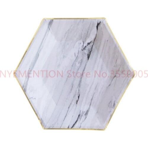 Gold Blocking Pink Marble Texture Disposable Tableware Set Wedding Party Paper Plates Cups Napkins 100pcs