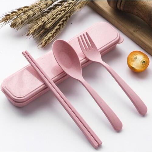 Portable Travel Tableware Set Environmental Dinnerware With Box Kitchen Fork Spoon Dinner Set
