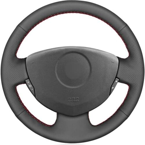 Hand-stitched Black Artificial Leather Car Steering Wheel Cover for Renault Clio 2 2001-2008 Twingo 2 2007-2014 Dacia Sandero