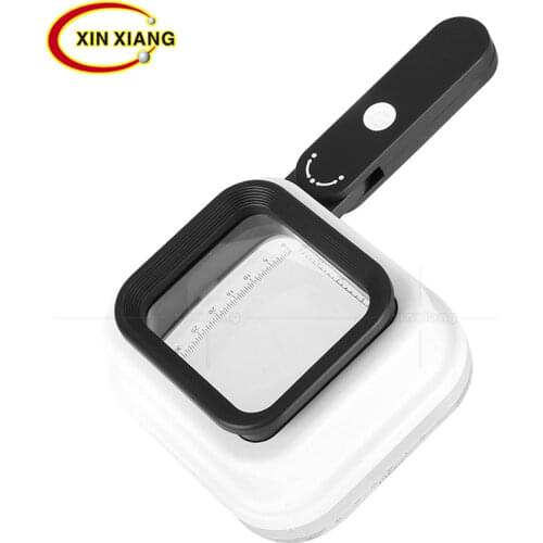Foldable 10X 15X 20X Illuminated Magnifier Handheld 4 LED Scale Magnifying Glass Black/White Reading Antique Jewelry Magnifier