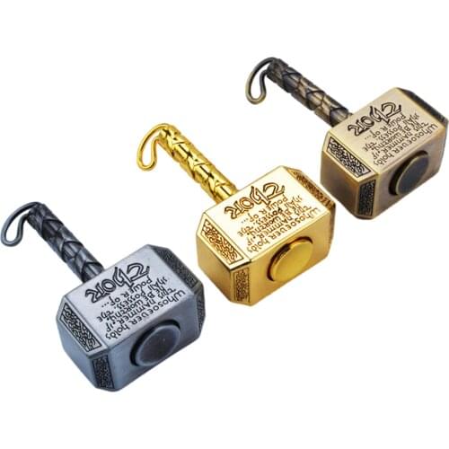 Spinners Toy Wiitin Thors Battle Hammer Fidget Hand Spinner Made By Metal, The Mighty Mjolnir Keychain Toy - Antique Brass