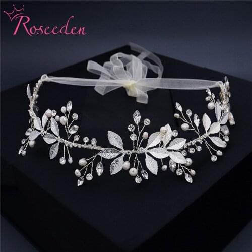 Natural Fresh Water Pearl Bridal Tiara Headband Women Prom Hair Jewelry Crystal Wedding Headpiece Hair Accessories RE3781