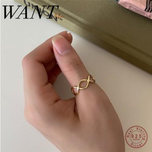 WANTME Trendy Real 925 Sterling Silver Hollow Cross Finger Open Ring for Women Minimalist French Style Jewelry Charm Accessories