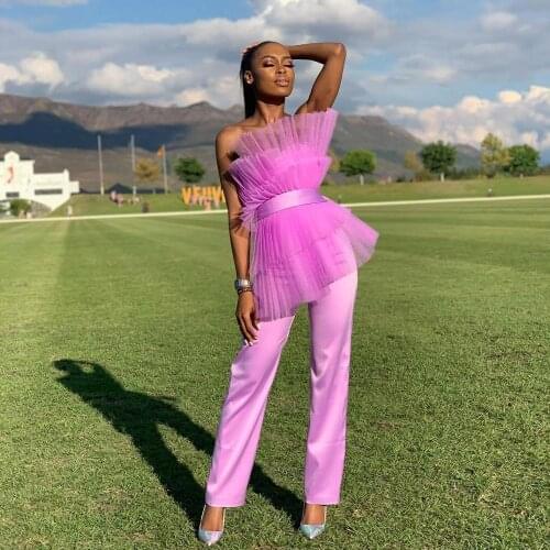 Simple Fuchsia Pleated Tulle Tops Women Blouses 2020 Off The Shoulder Fashion Tulle Short Blusas Women Top Summer