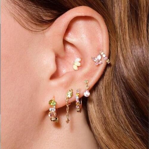 Minimal delicate 925 sterling silver pastel butterfly studs earring micro pave cz dainty flower Earring for women small studs