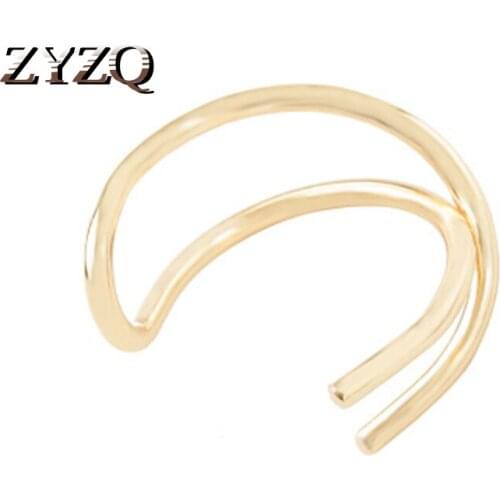 ZYZQ Personality Simple X Shaped Ear Clip For Cool Girl Black Color Silver Plated Open Earring Jewelry No-Piercing Earring