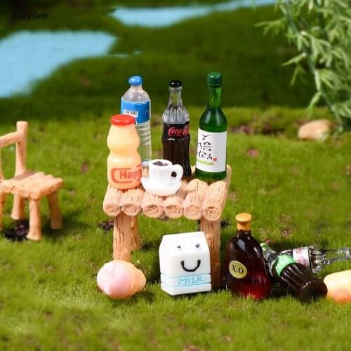 10pcs Home Craft Mini Food Ornament Milk Coffee Coke Miniature DIY House Decor Doll House Accessories Scale Miniatures Kid Gift
