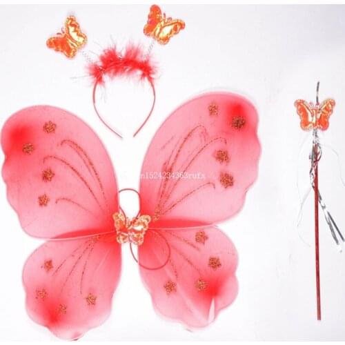 100Sets Hallowen Butterfly Fairy Wings Magic Wand Headband For Children Free Shipping